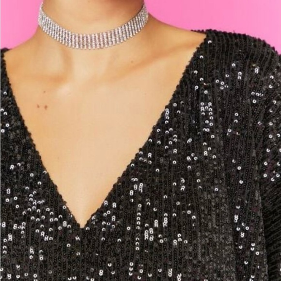 Sequin Surplice Mini Dress - Picture 6 of 7